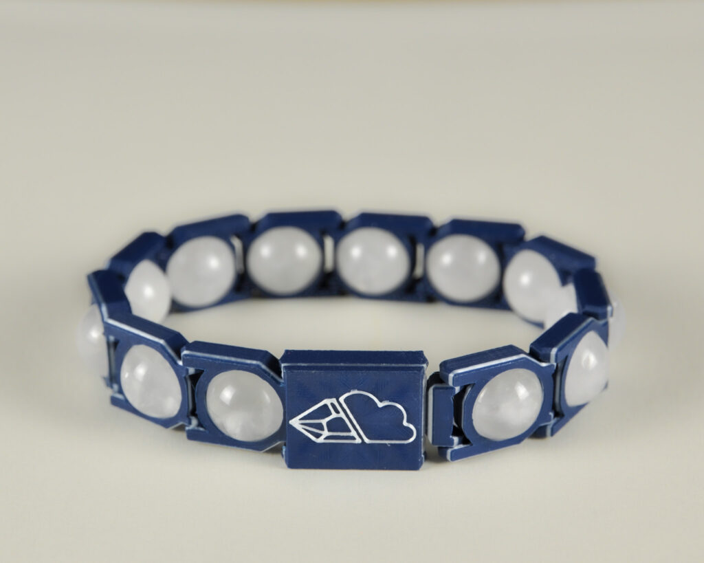 Clear Quartz Sphere Bracelet · White & Blue