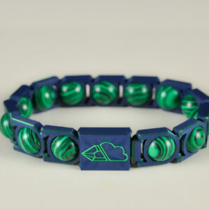 Malachite sphere bracelet in green and blue, front view