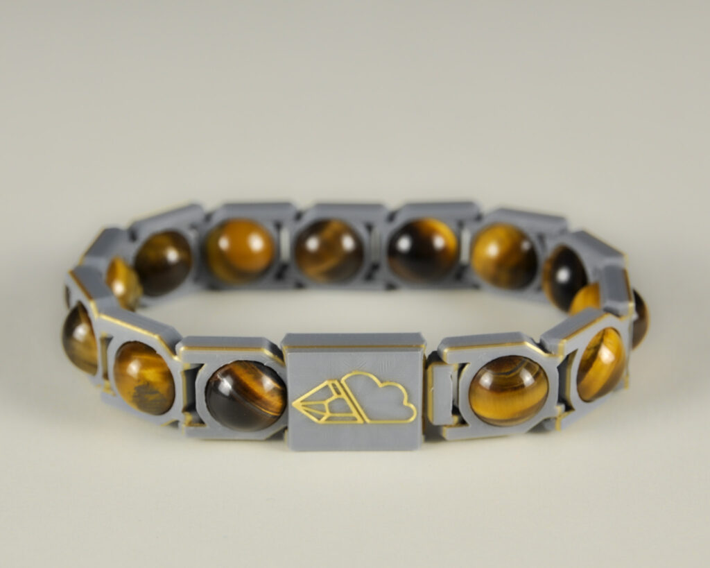Tiger Eye Sphere Bracelet · Gold & Light Grey